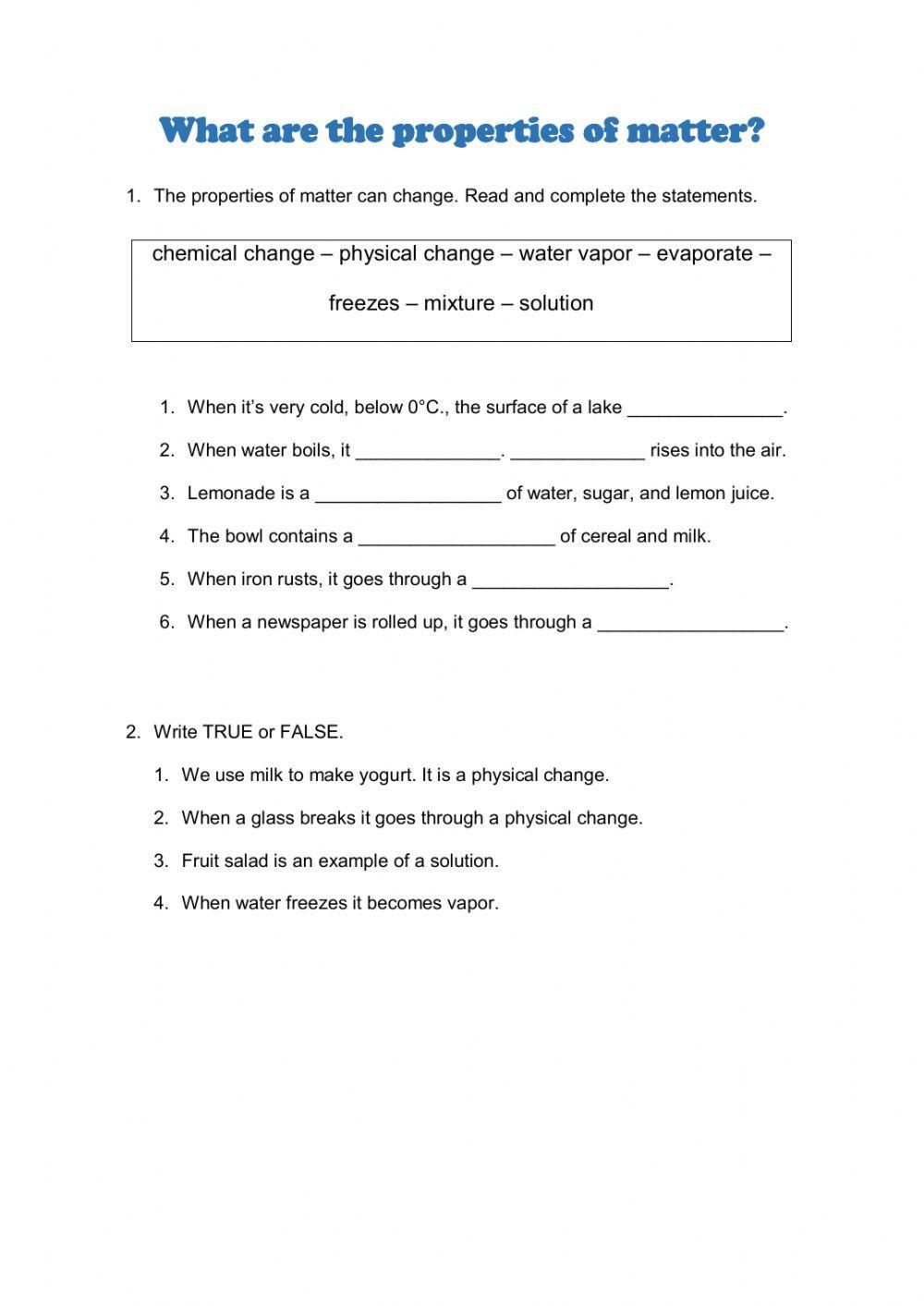 Properties of matter