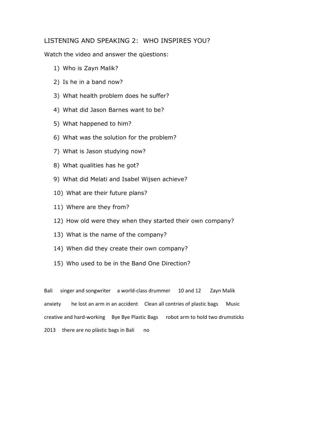 Question answer comprehension