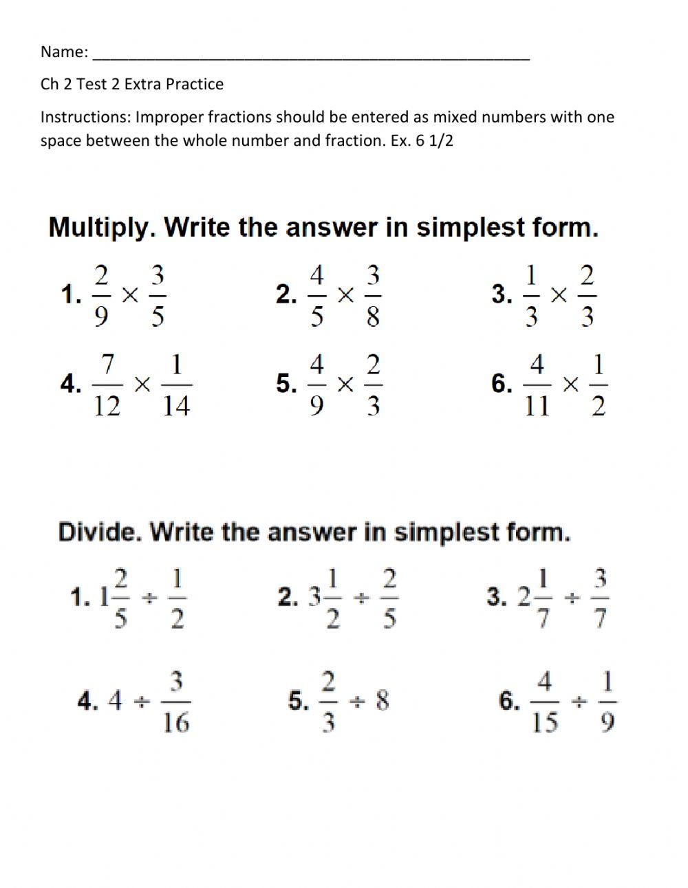 Ch 2 Test 2 Extra Practice