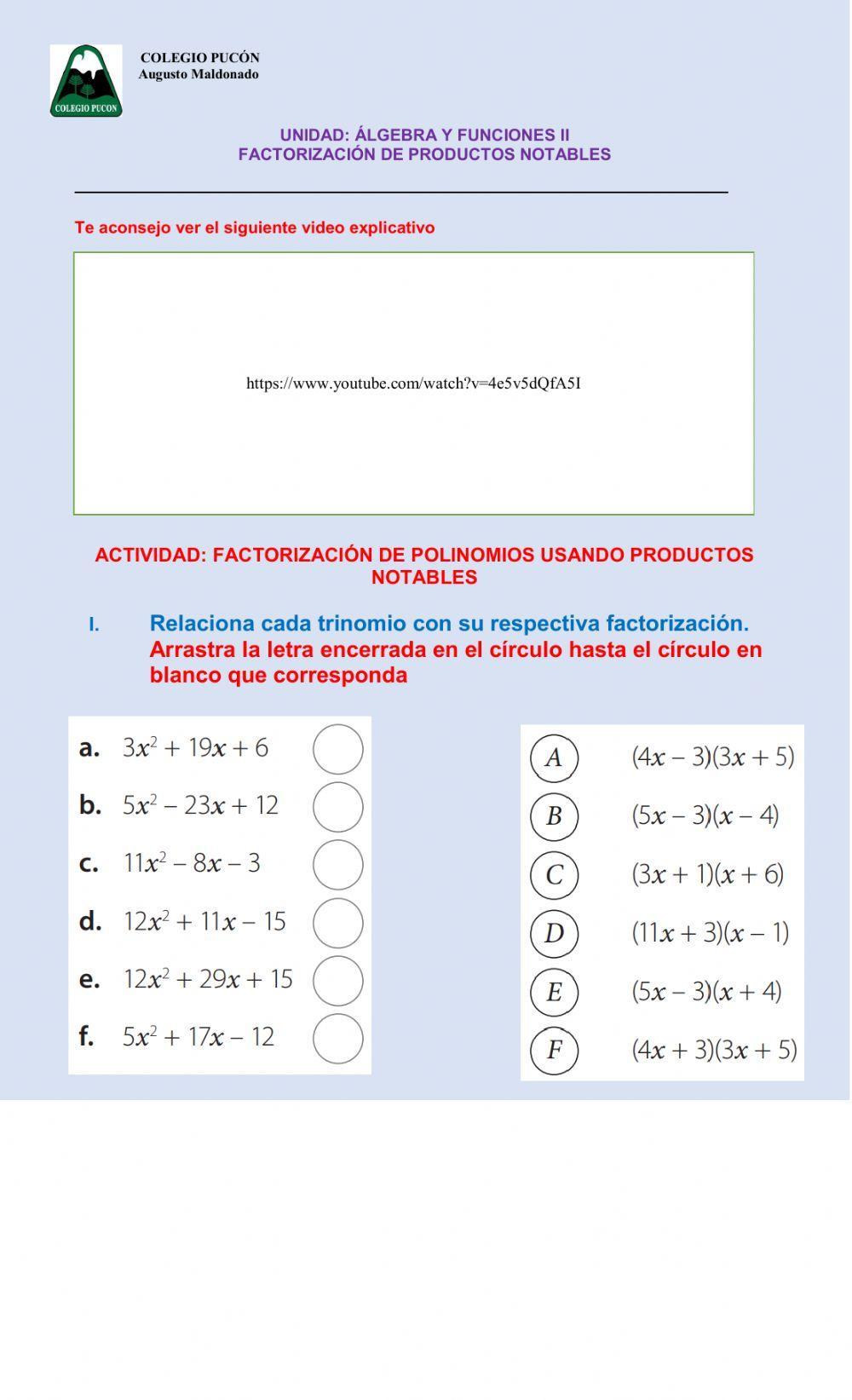 Test de Productos Notables