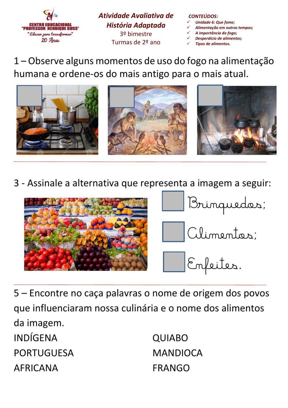 Avaliação de História Adaptada 3 bimestre