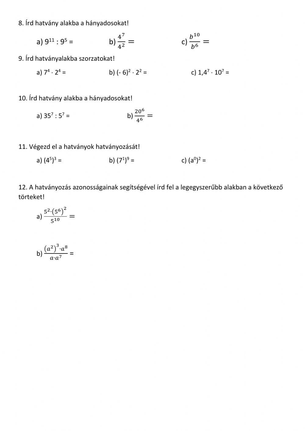 Tudáspóba - algebra alapok - B csoport