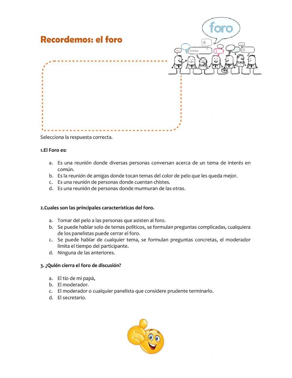 Espacios de expresión Oral: Mesa redonda, foro