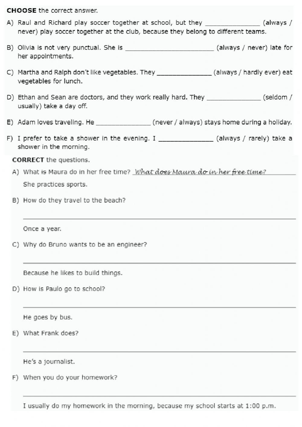 Present Simple Exercises