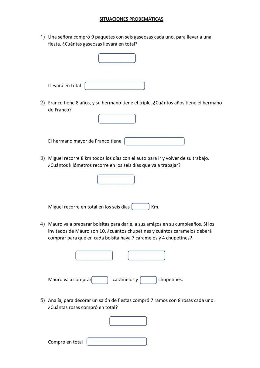 Problemas de multiplicación