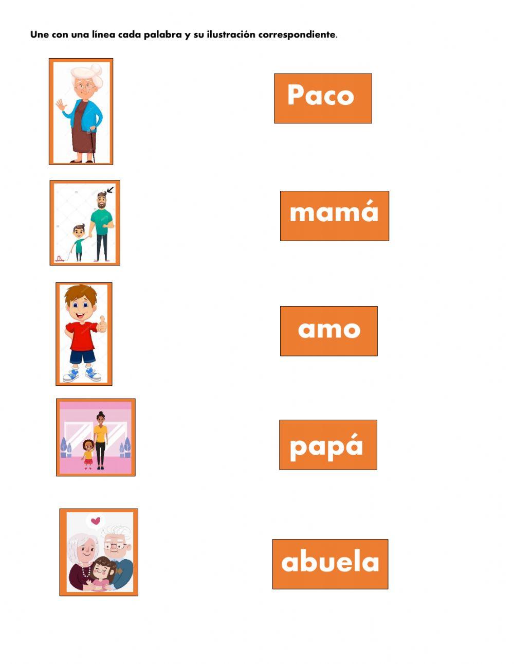 Une la palabra con la imagen correspondiente