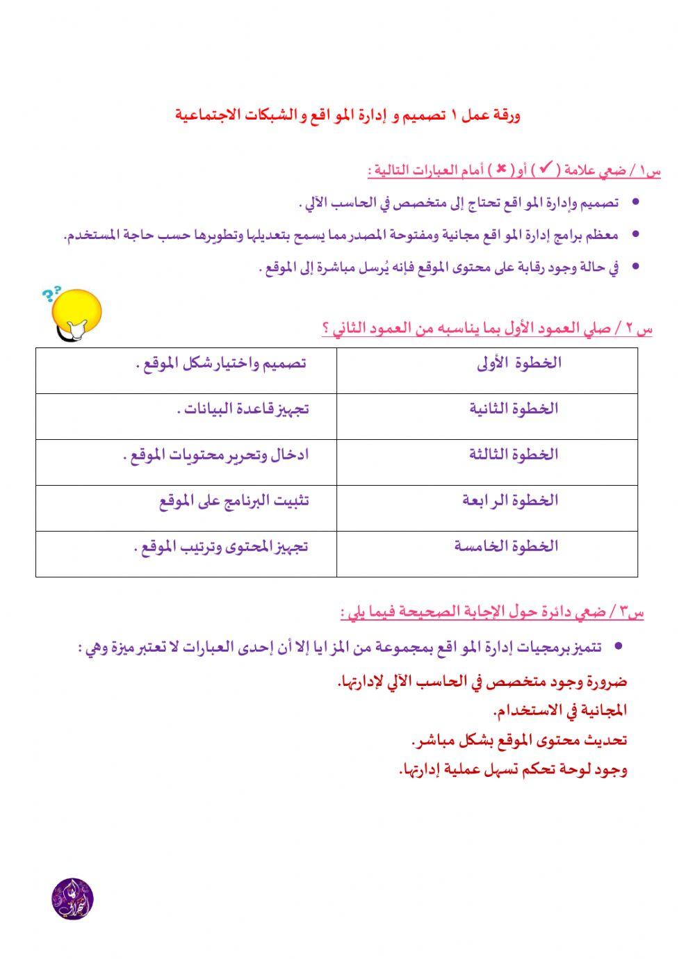 برامج إدارة المواقع و الشبكات الإجتماعية - تصميم المعلمة إلهام الشهراني