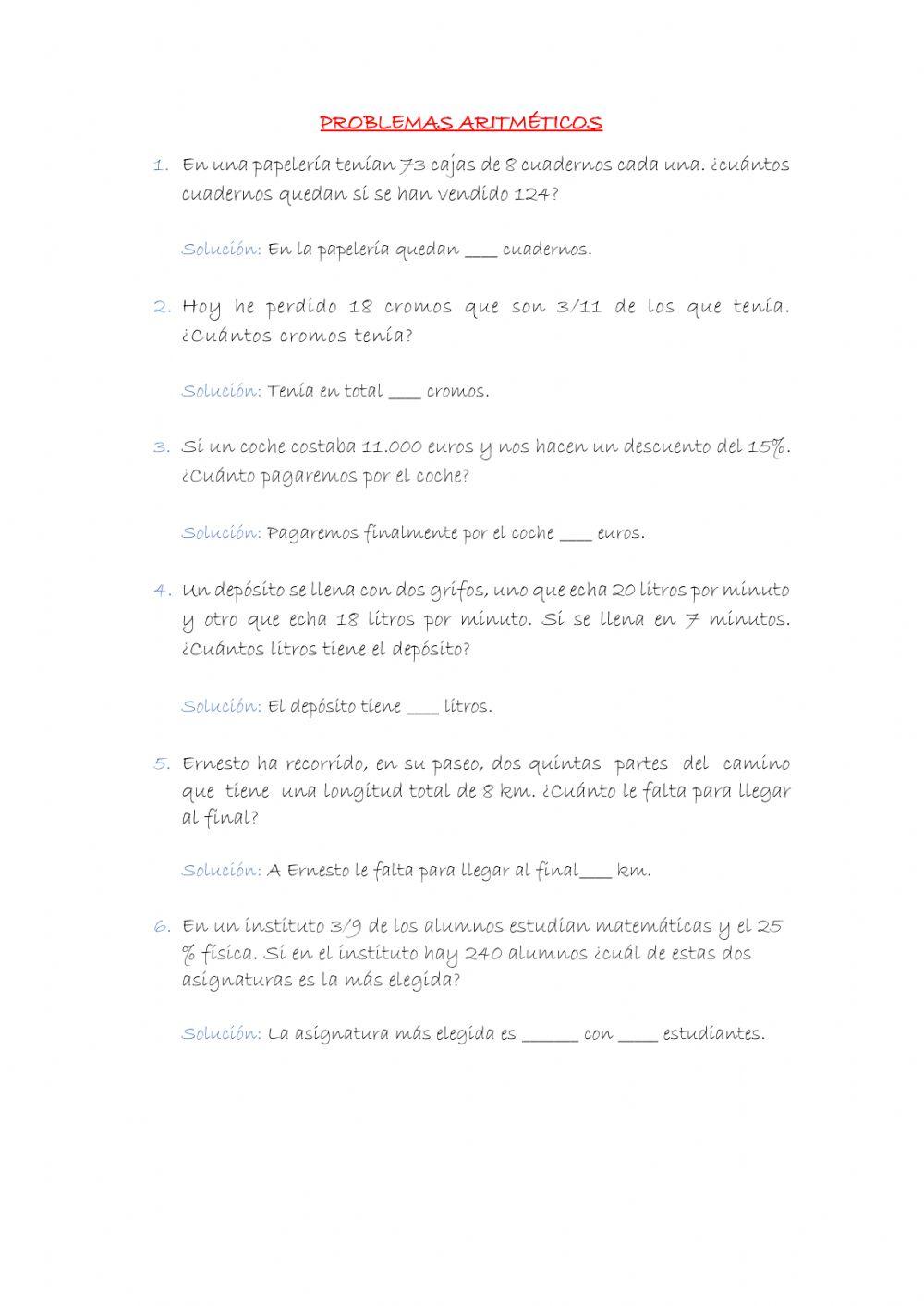 Problemas Aritméticos N1