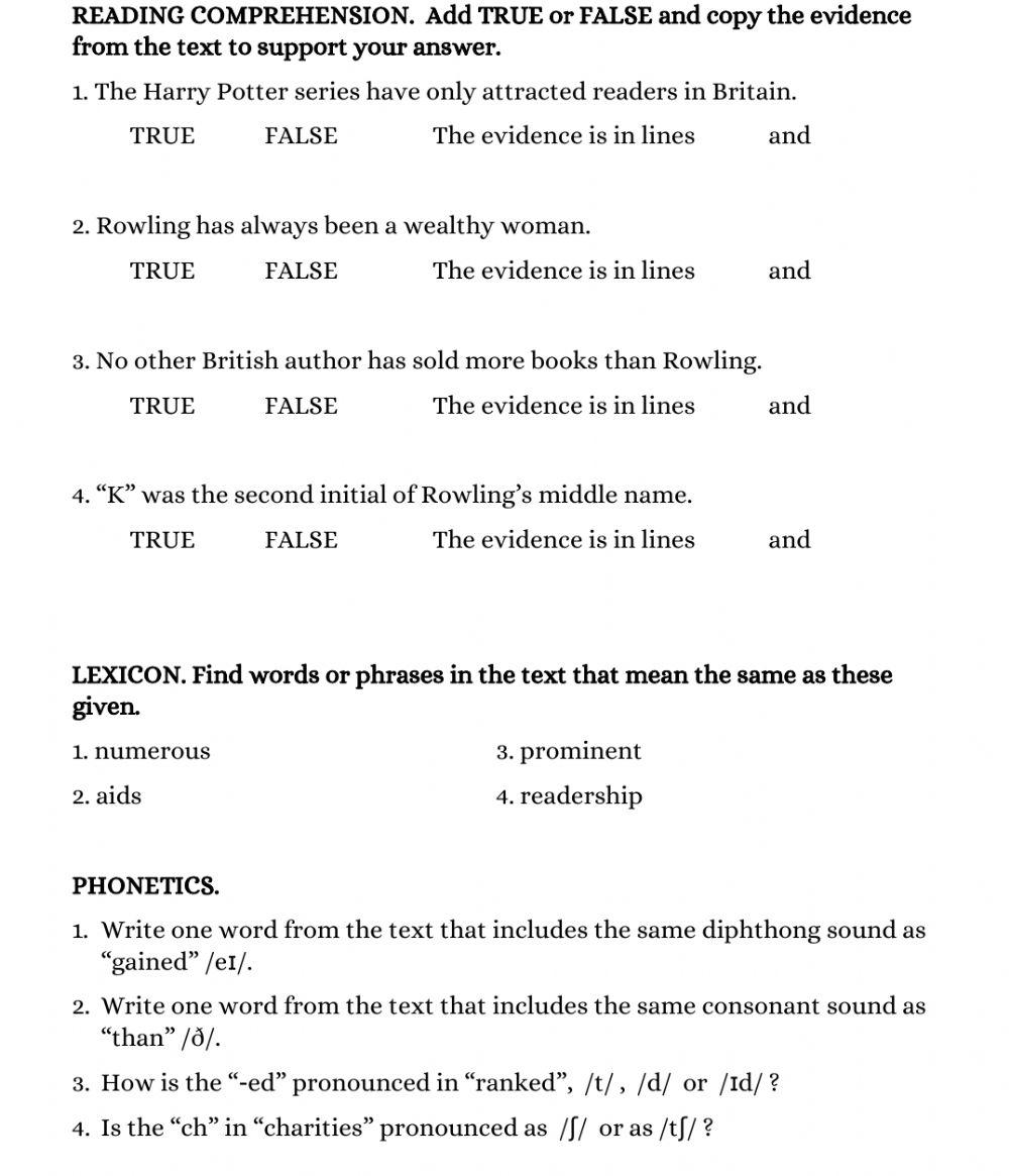 University access exam - J. K. Rowling
