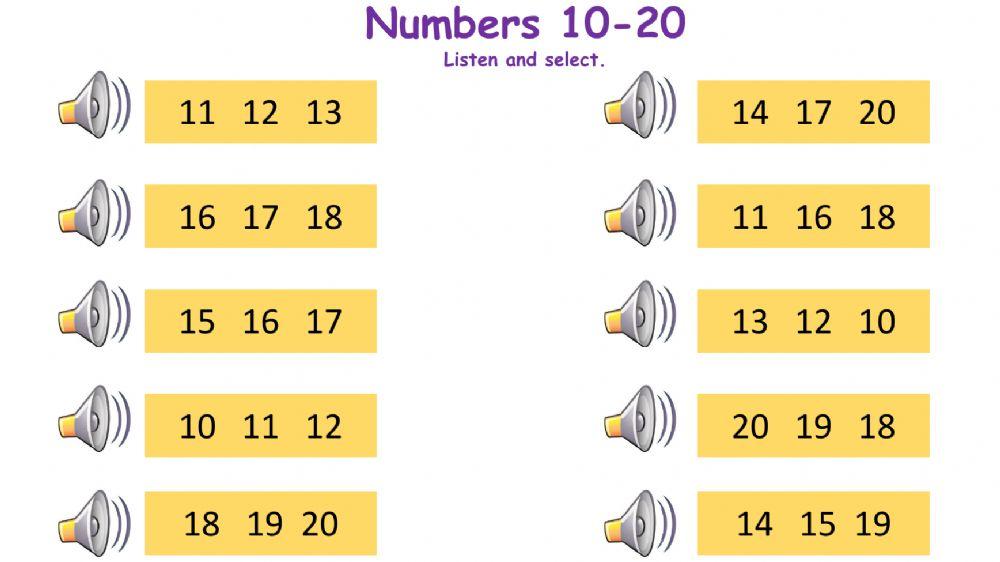 Numbers 10-20