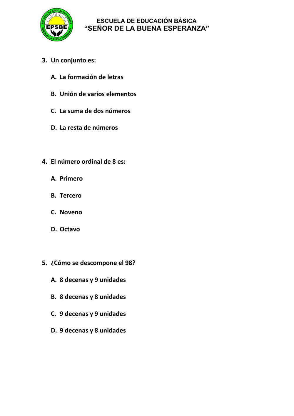 Examen Quimestral Segundo A