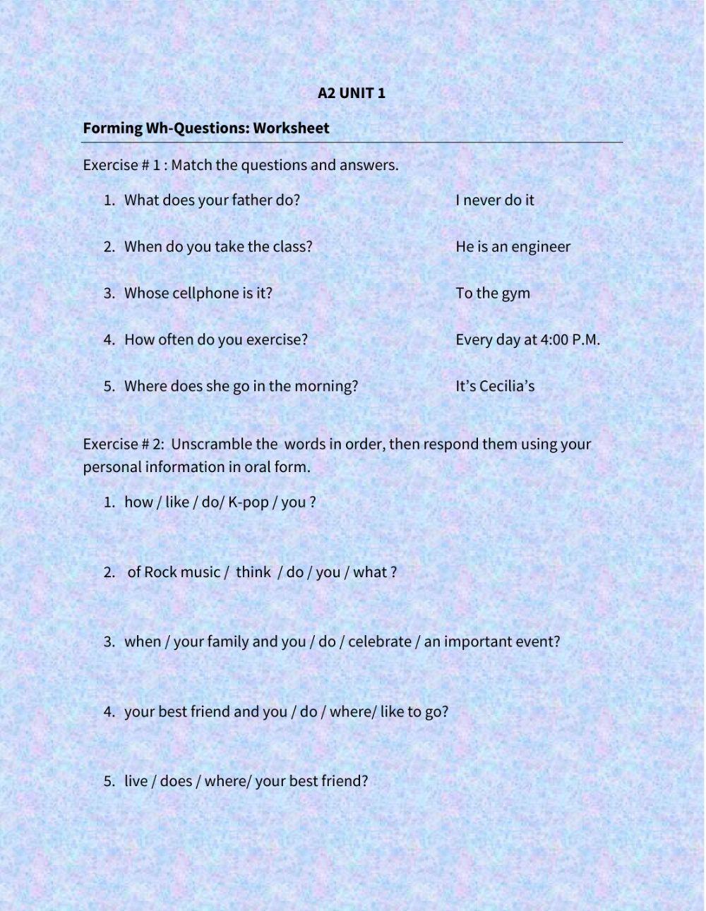 Simple present wh questions
