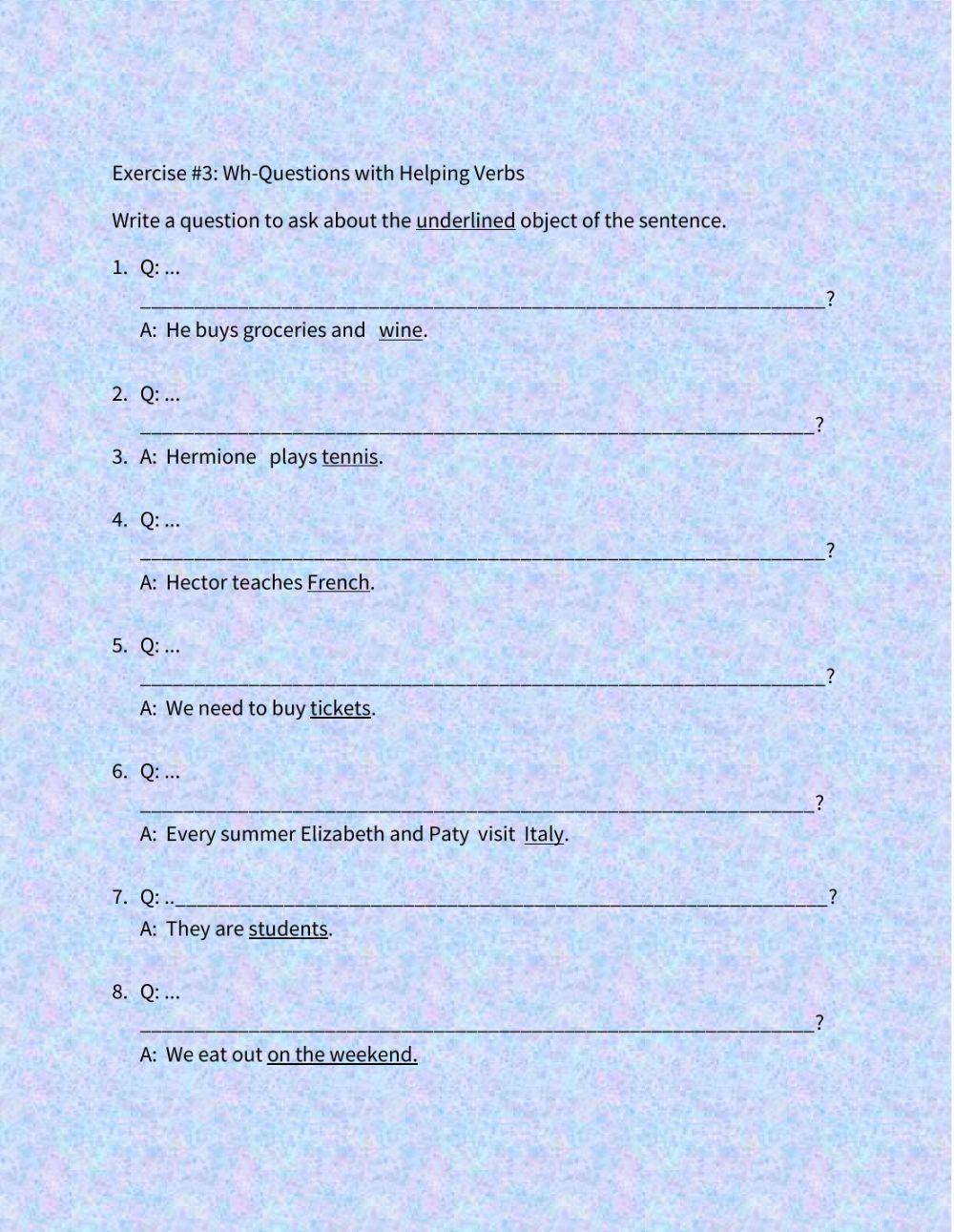 Simple present wh questions