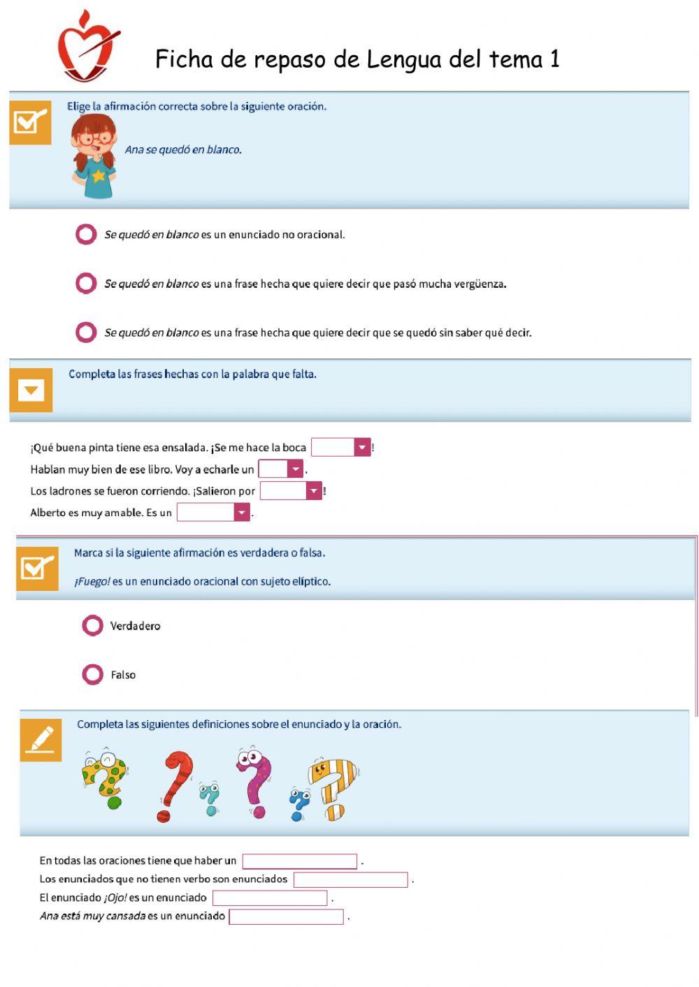 Repaso del tema 1 de lengua