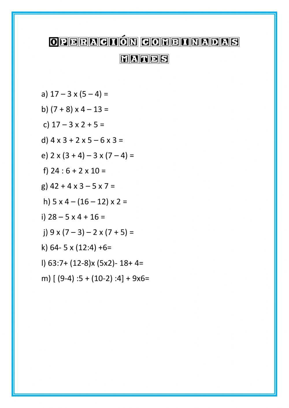 Operaciones Combinada