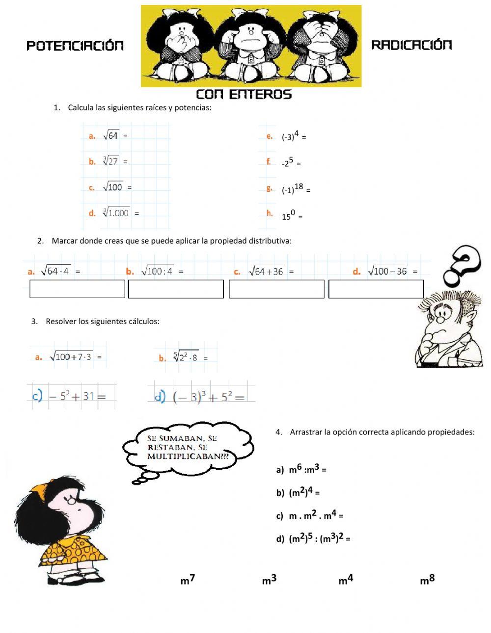 Potencia y raíz de enteros