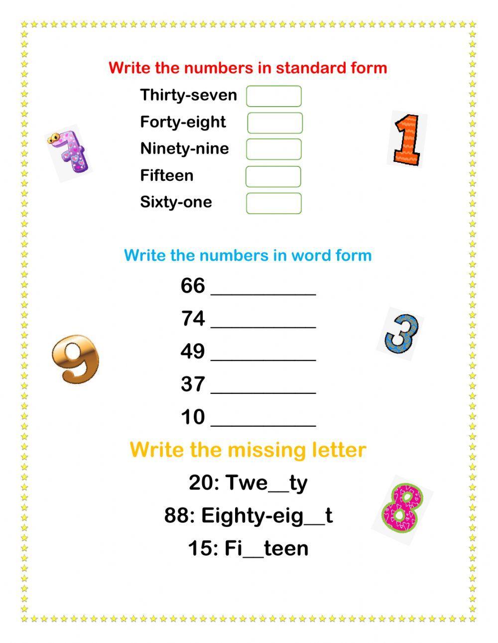 Number words to 100