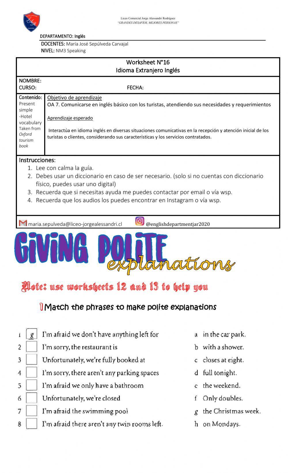 Giving polite explanations