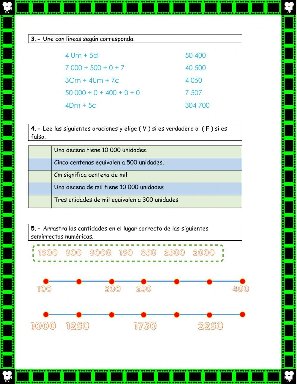 Evaluación Matemática 4to EGB - Parcial 1