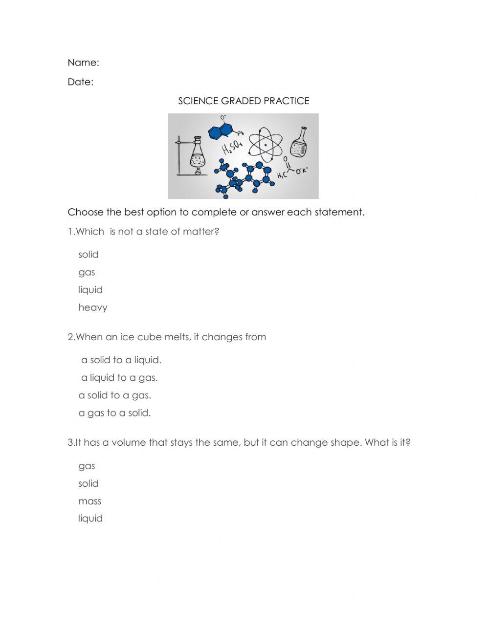 Physical and Chemical Changes Graded Practice