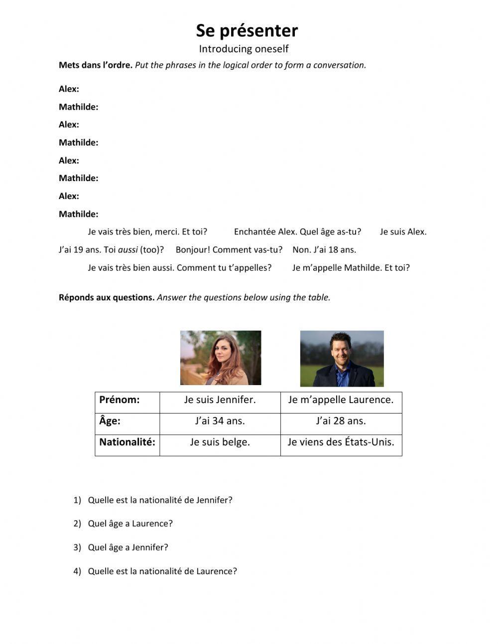 Se présenter en français