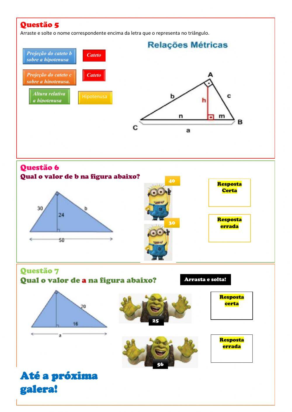 Relações métricas no triângulo retângulo