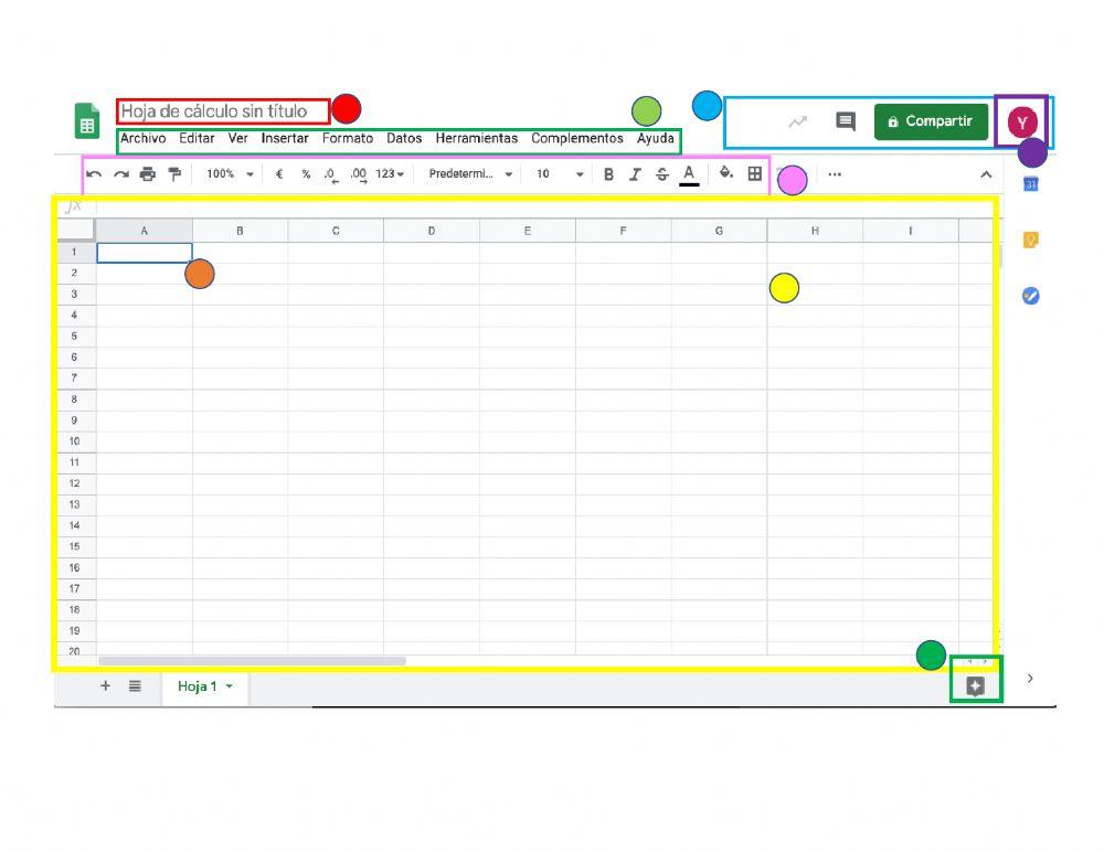 Pantalla de Google Hoja de Calculo