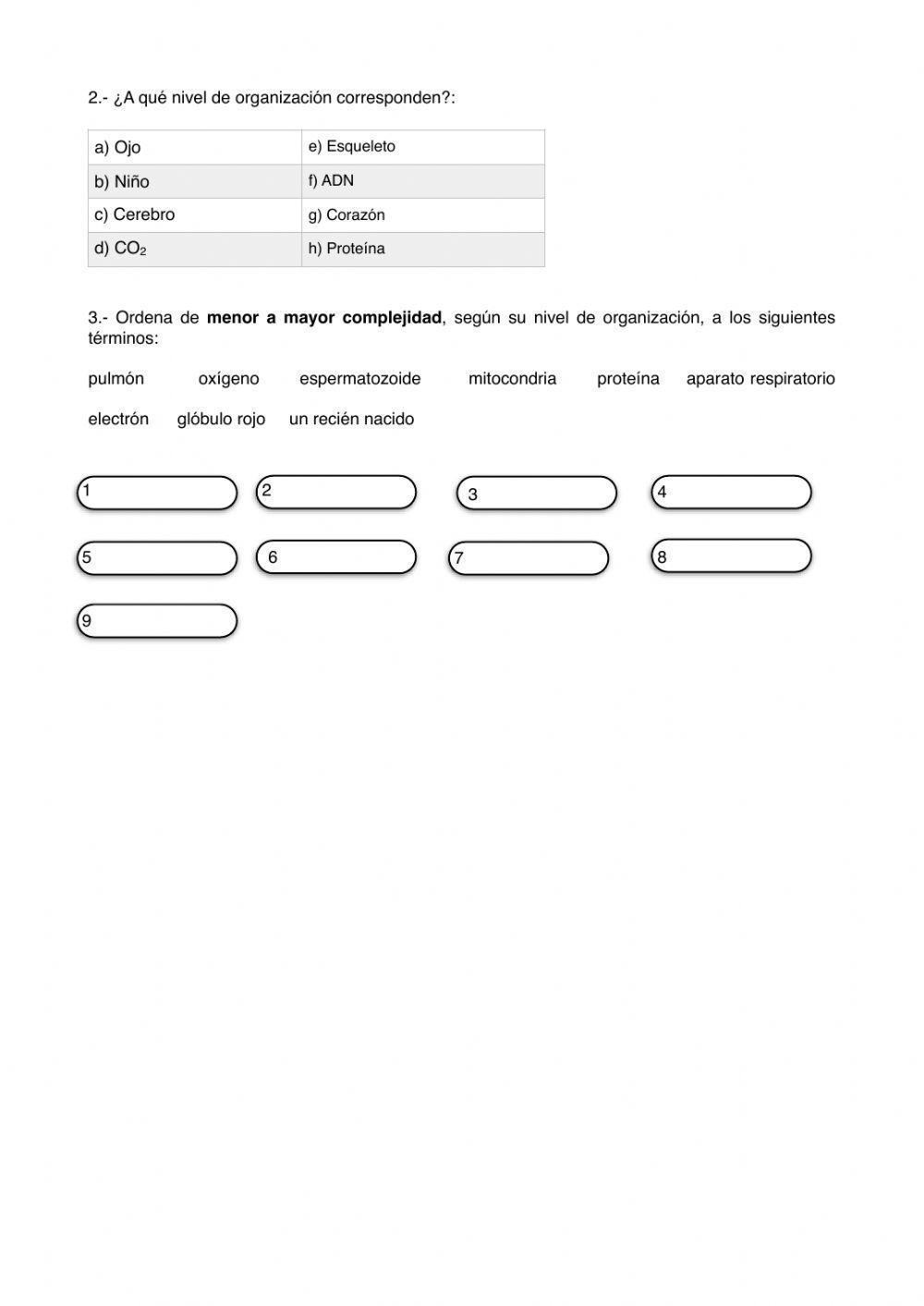 Niveles de organización de los seres vivos