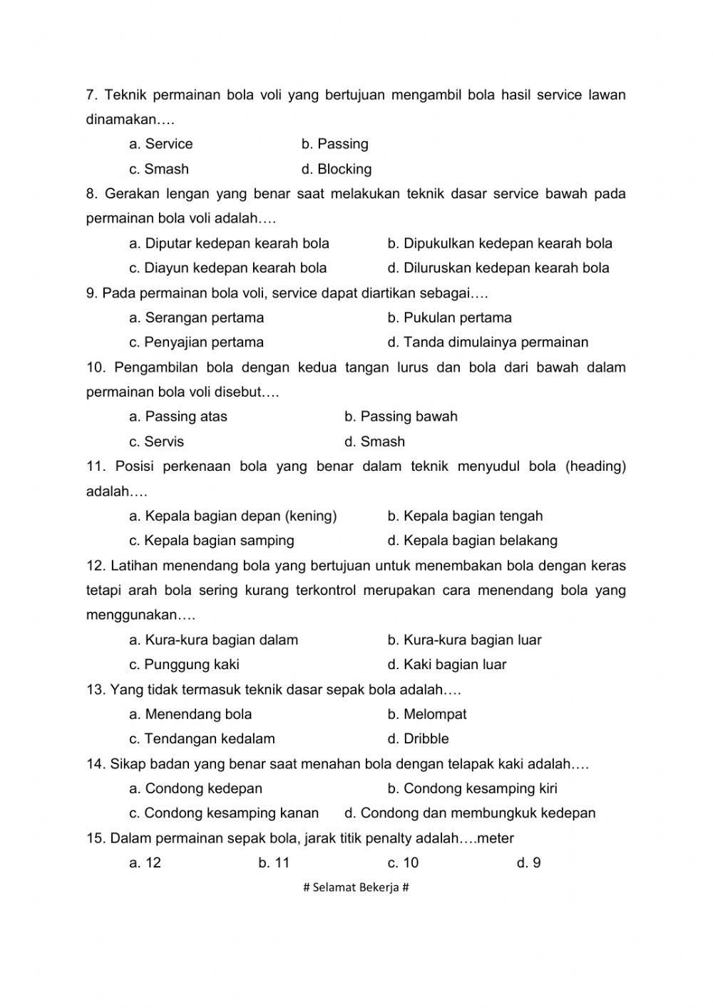 PTS PENJASKES  Kls 7 Ganjil SMP Pajajaran