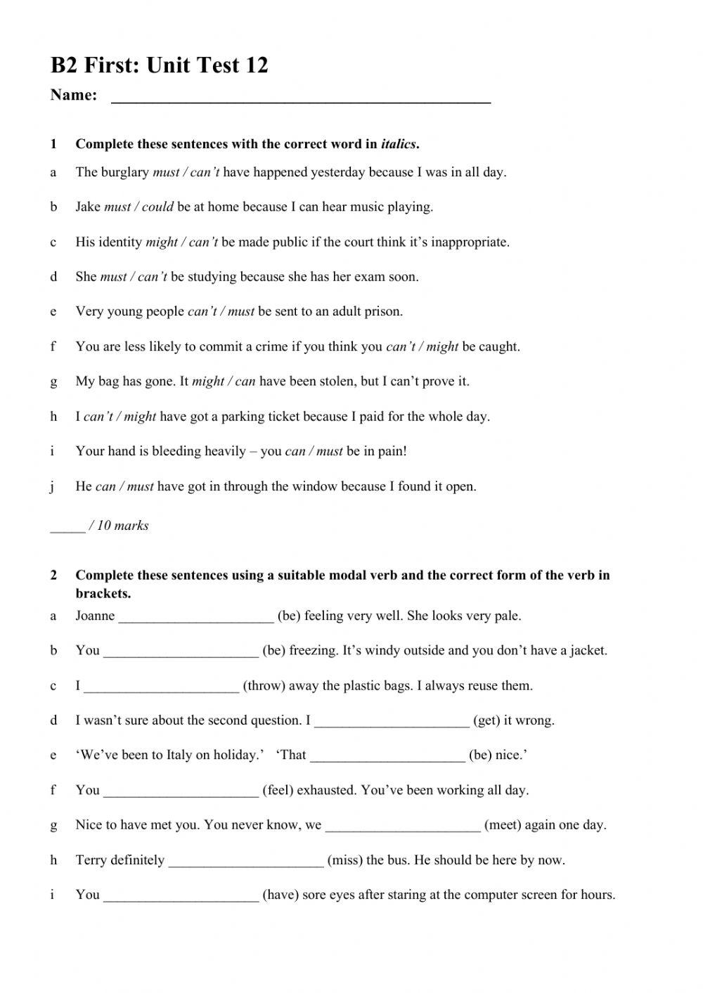 B2 First - Unit Test 12