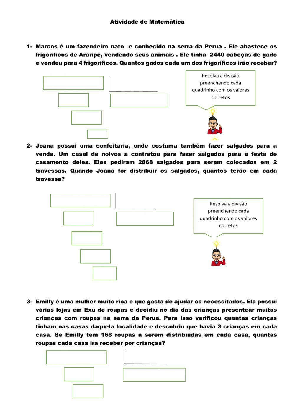 Problemas de divisão