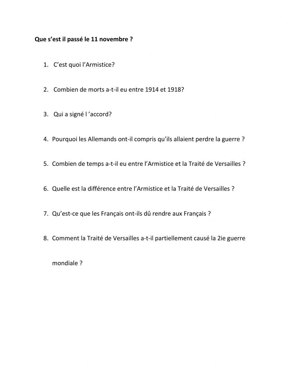 Que s'est-il passé le 11 novembre