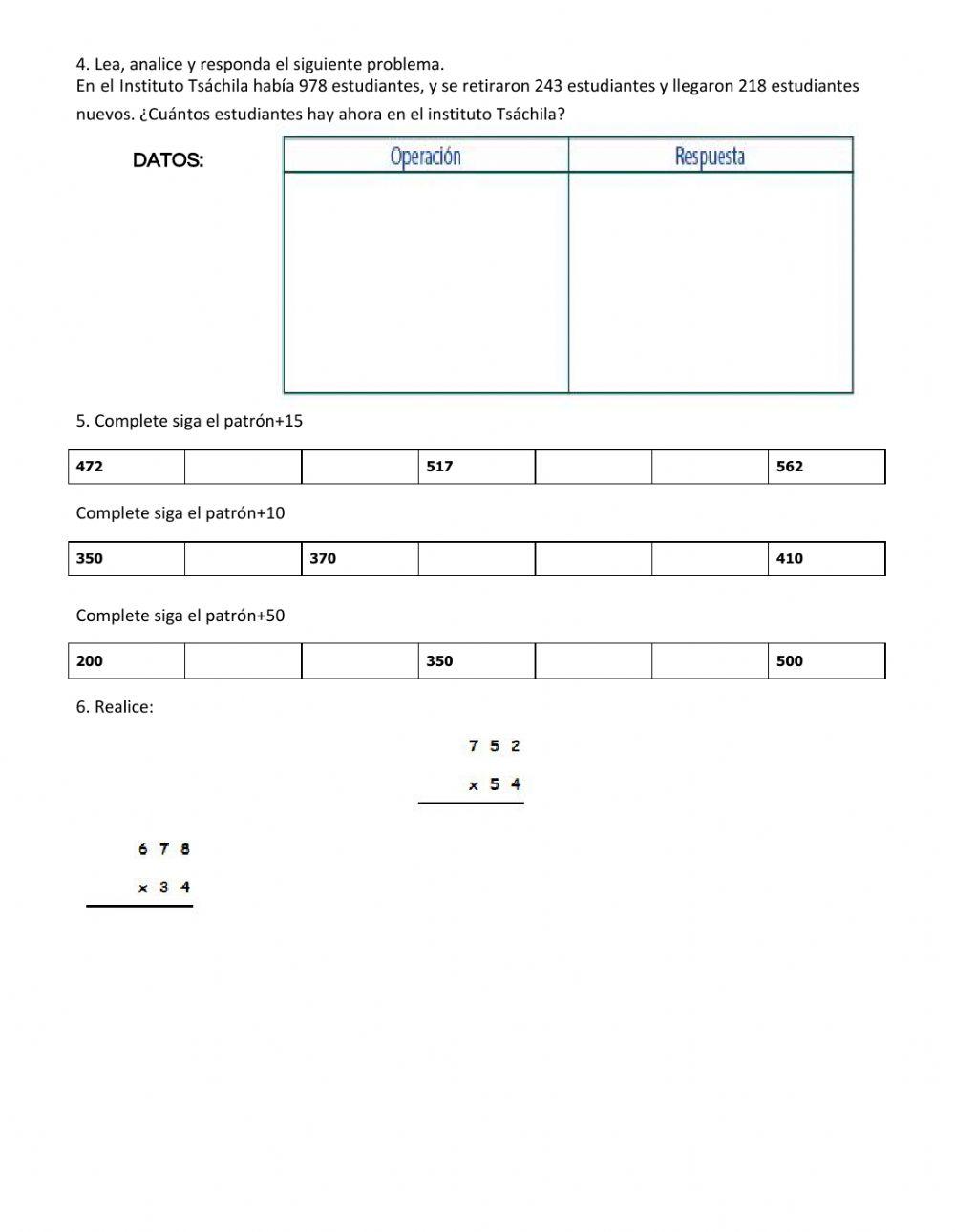 Matemáticas primer quimestre