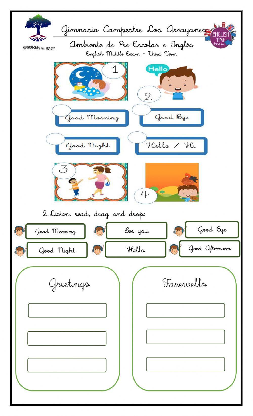 English - Middle Exam Pre Kinder