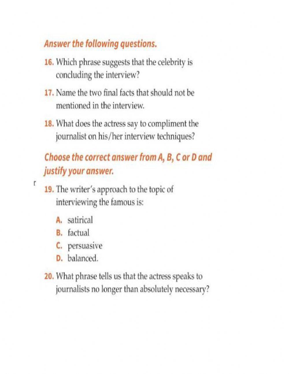 How to interview a celebrity - English B SL IB