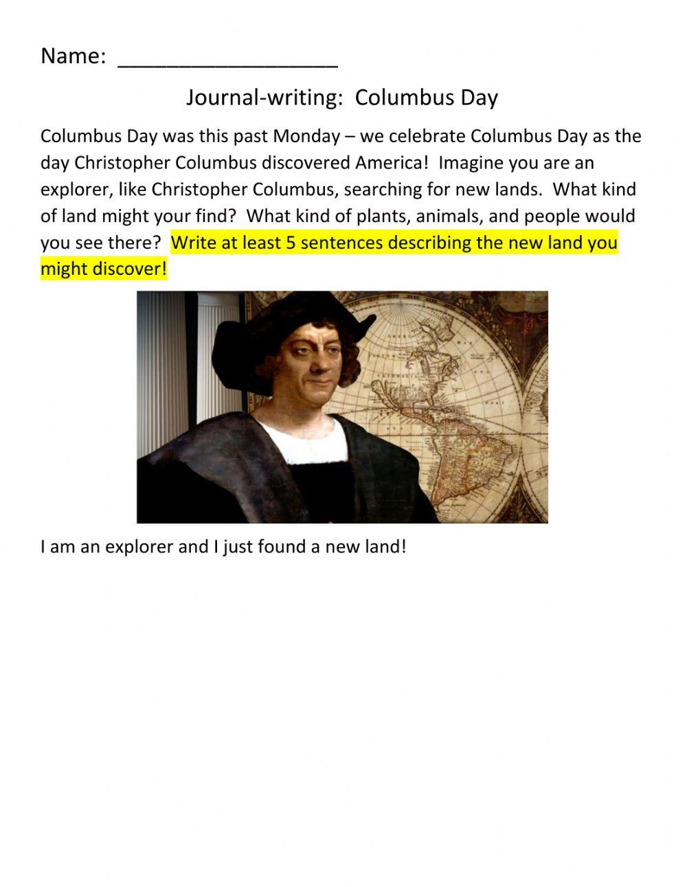 JOURNAL-WRITING:  Columbus Day