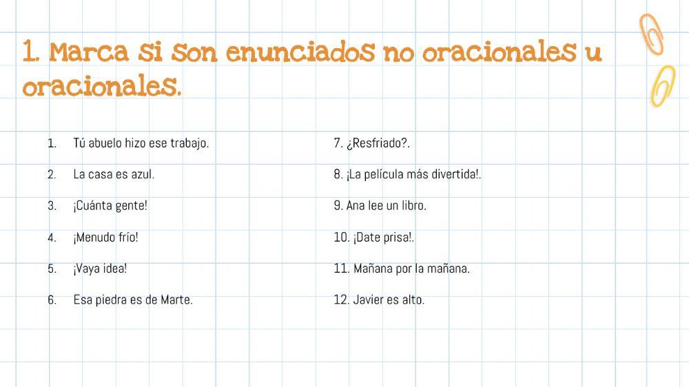 Oracionales-no oracionales