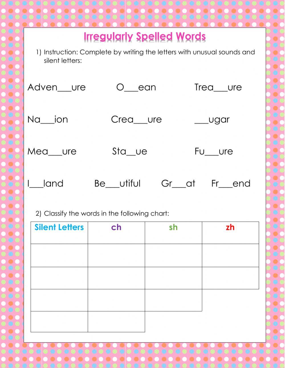 Iregularly spelled words