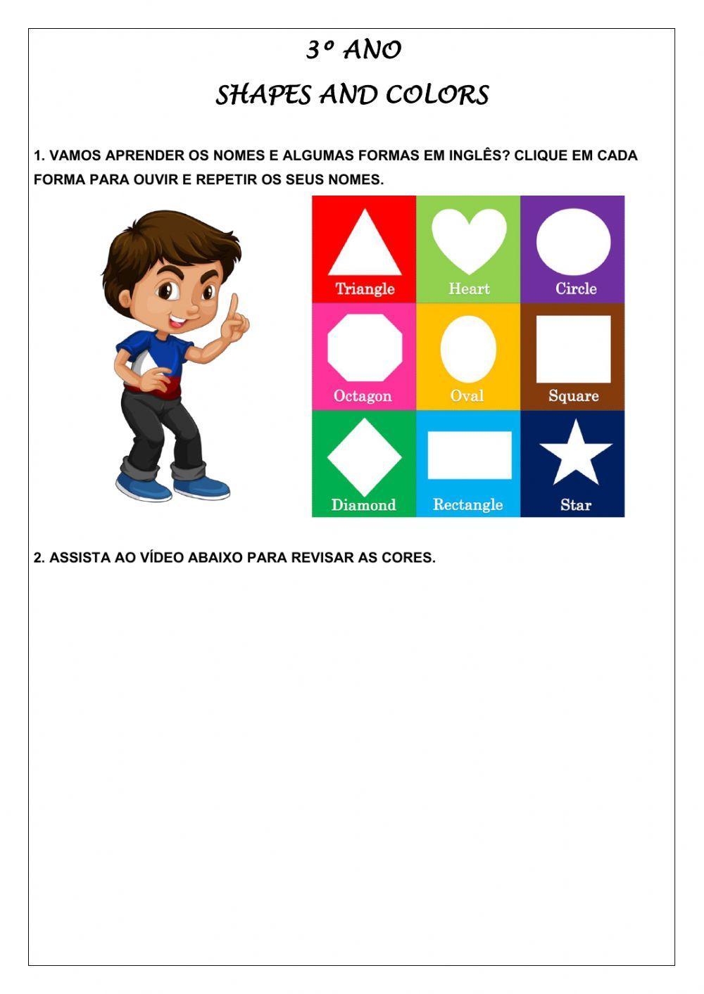 3º ano - Shapes and colors worksheet