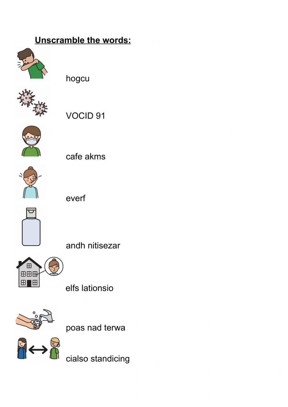 COVID 19 word scramble