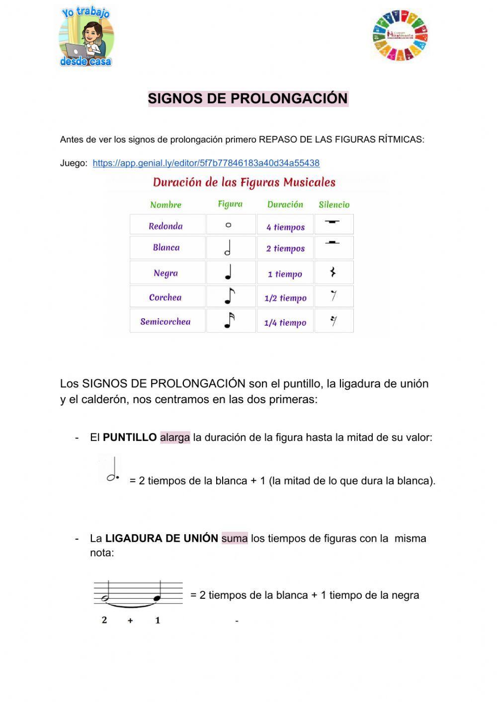 Signos de prolongación: calderón, puntillo y ligadura de unión