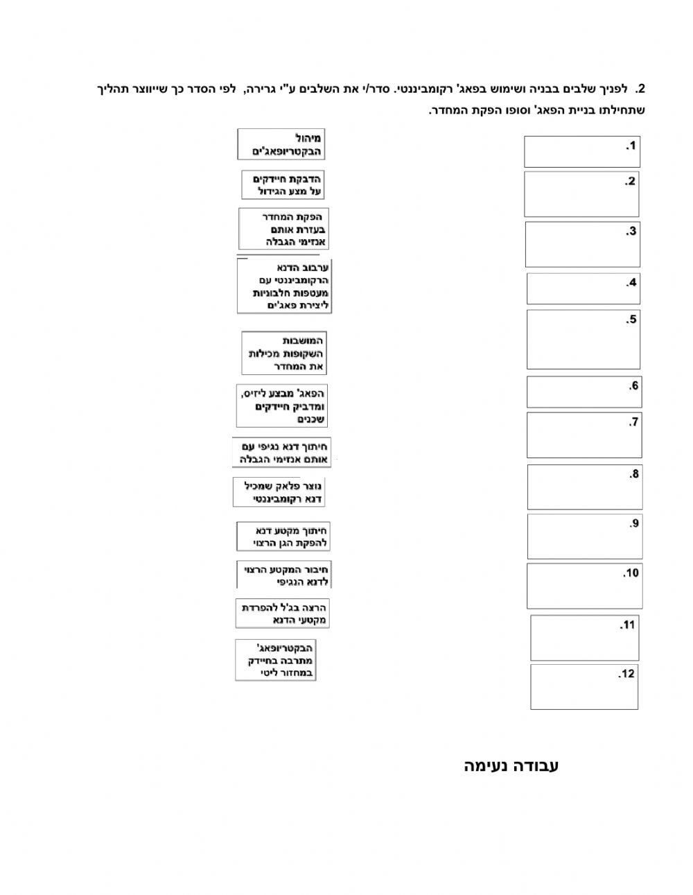 תרגול - שימוש בנגיפים כנשאים