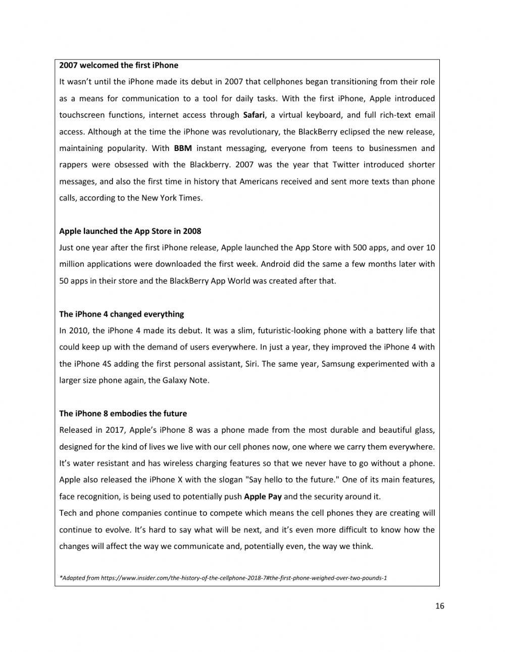 Reading 6  HOW MUCH CELL PHONES HAVE ACTUALLY CHANGED OVER THE YEARS