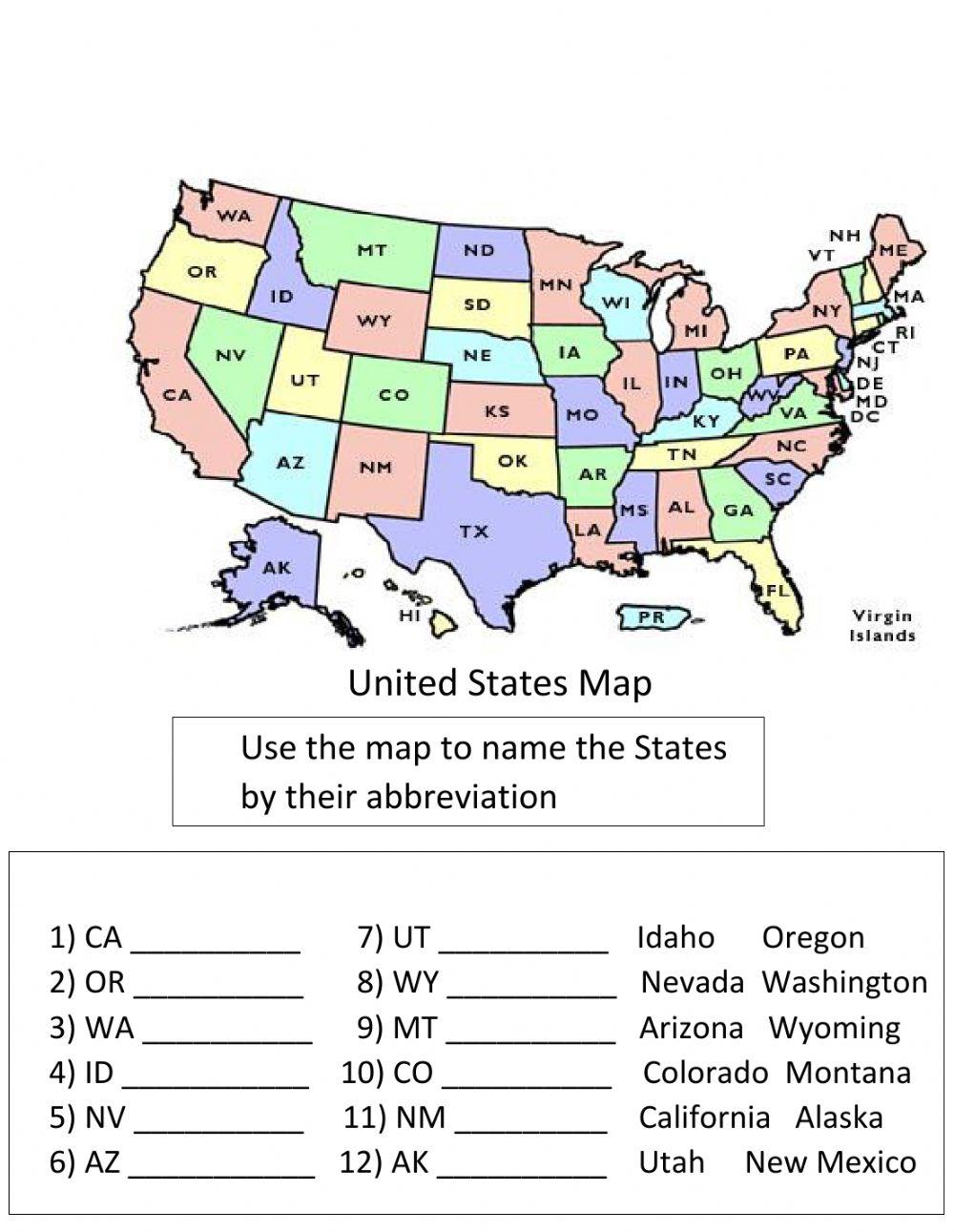 Map Skills activity Live Worksheets