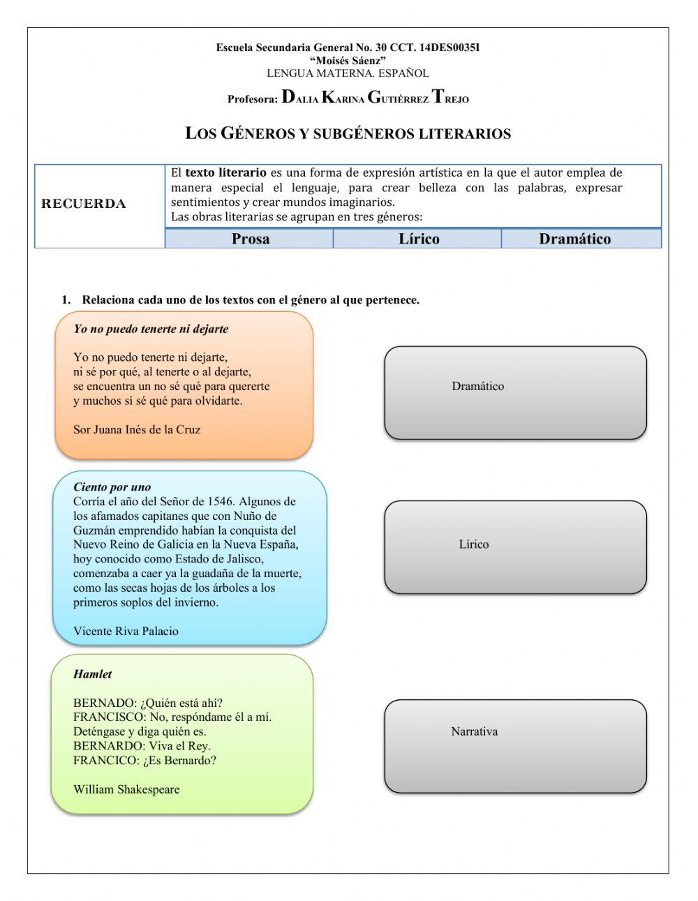 Loa géneros y subgéneros literarios