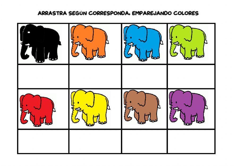 Empareja colores elefante