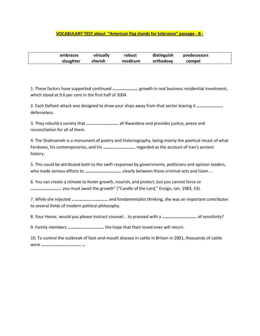 American Flag stands for Tolerance Test B