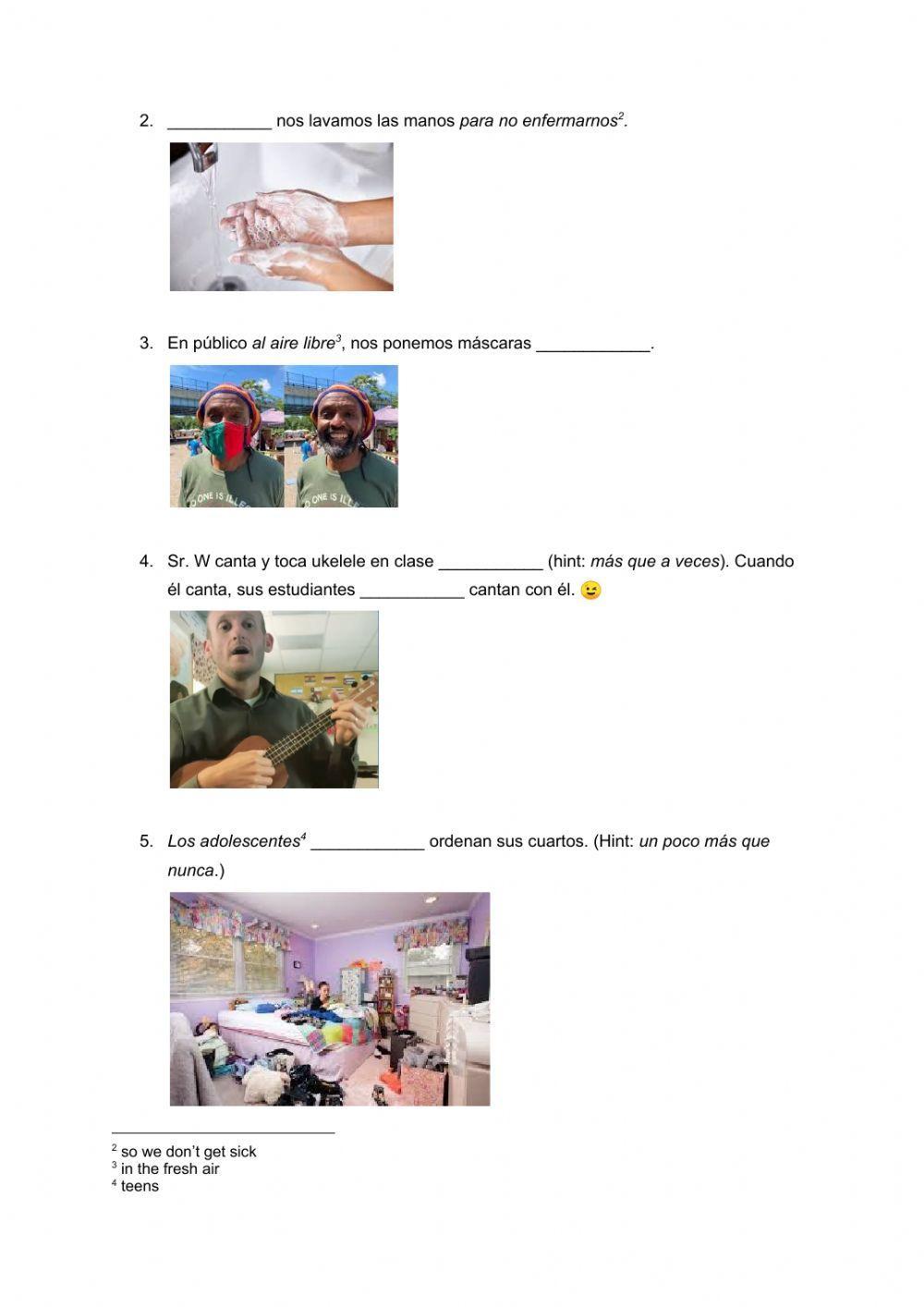 Práctica de los adverbios de frecuencia