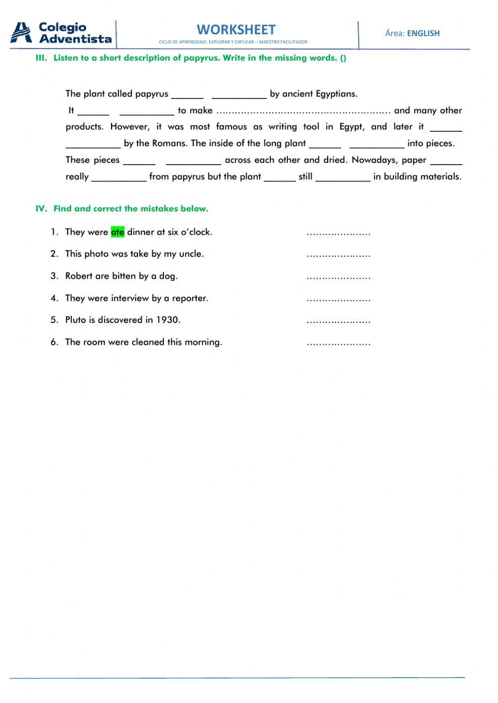 Present and past passive voice