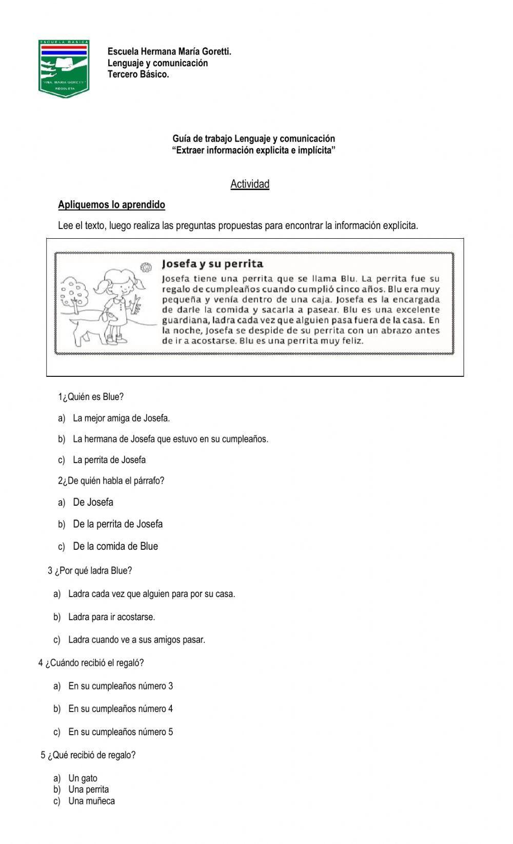 Guía de información explícita e implícita